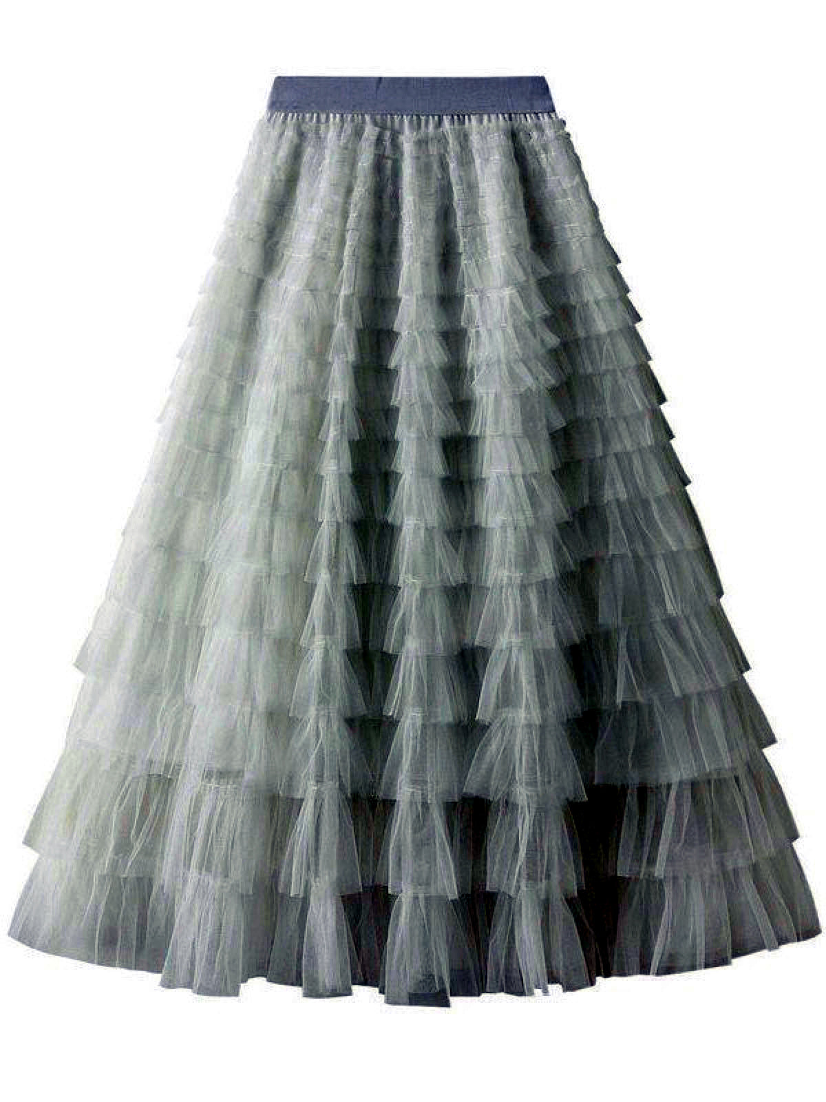 Women's Solid-Color Patchwork Longline Stretch Midi High-Waist Skirt in White - product view