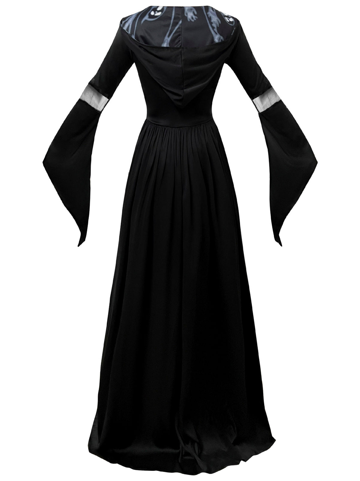 Women's Halloween Witch-Inspired Skeleton-Inspired Cosplay Hooded Dress - product detail view 1