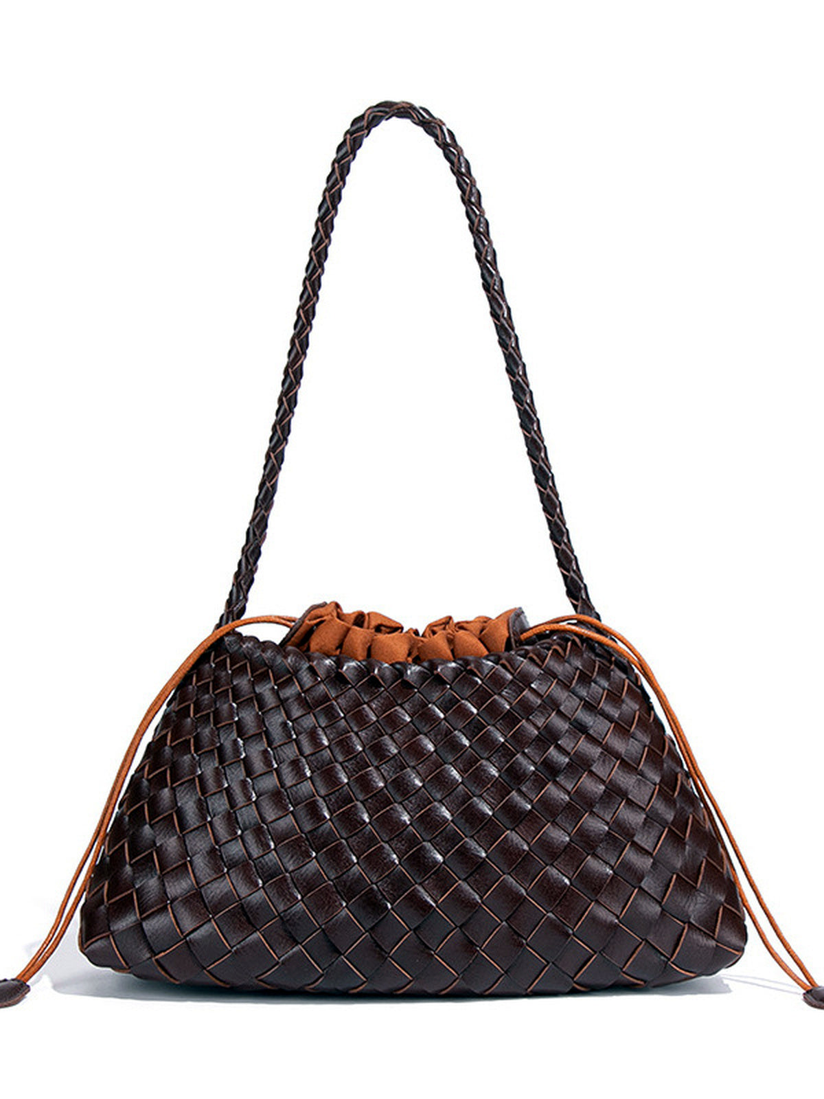 Women's PU Woven Zip-Top Shoulder Bag in B1978-1# - product view