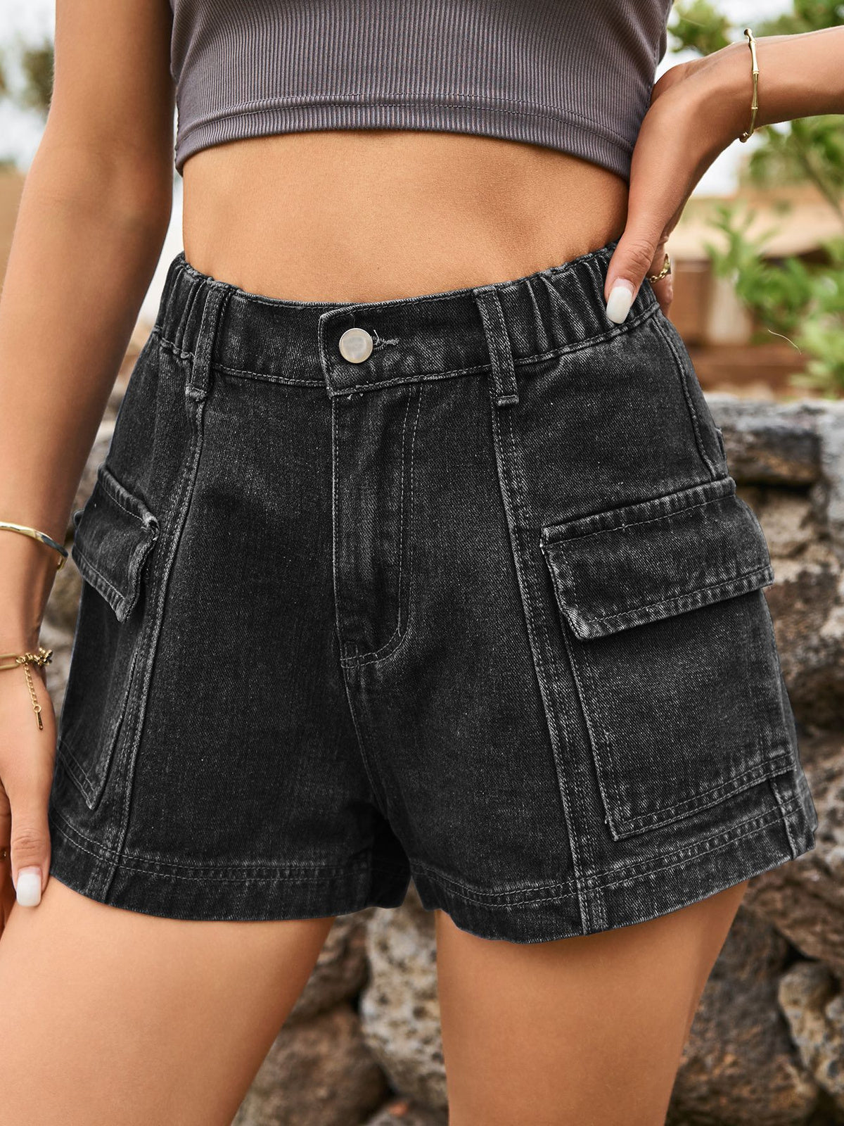 Women’s Denim Cargo Shorts High Waist Utility Pocket Summer Streetwear Hot Shorts