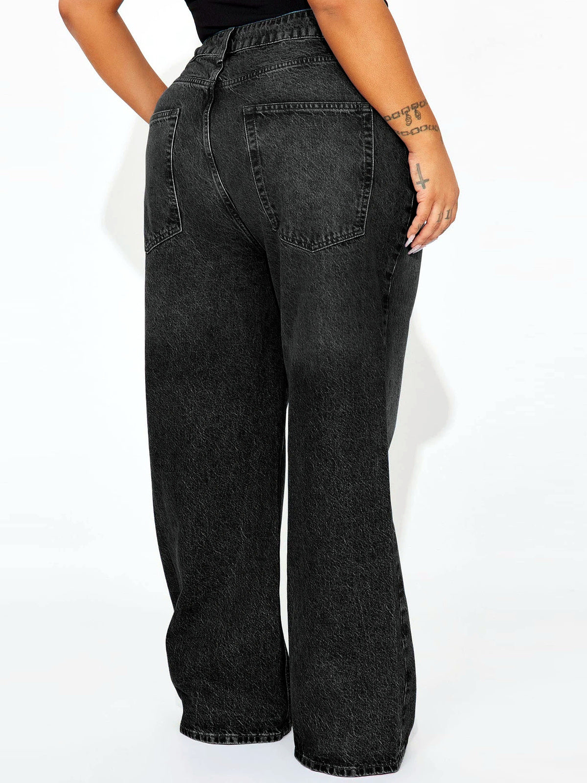 Women's Denim Relaxed-Fit High-Waist Wide-Leg Pocket Streetwear Jeans - product detail view 2