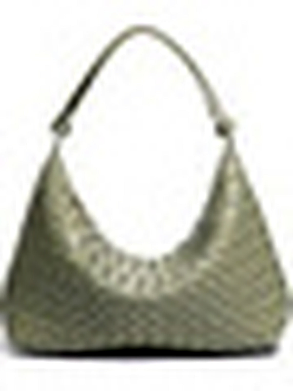 PU Woven Zip-Top East-West Shoulder Bag in Green - product view