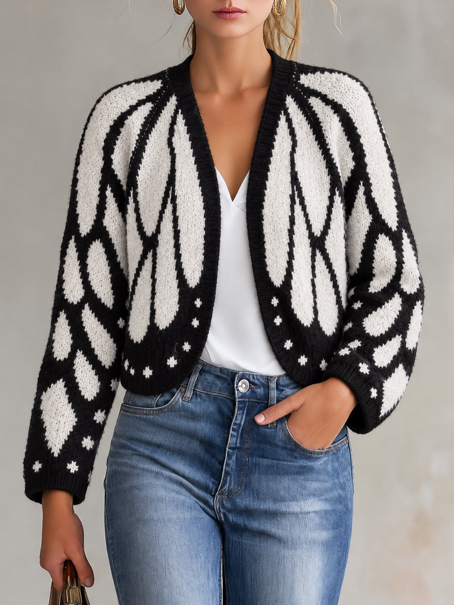 Knit Batwing-Sleeve Poncho
