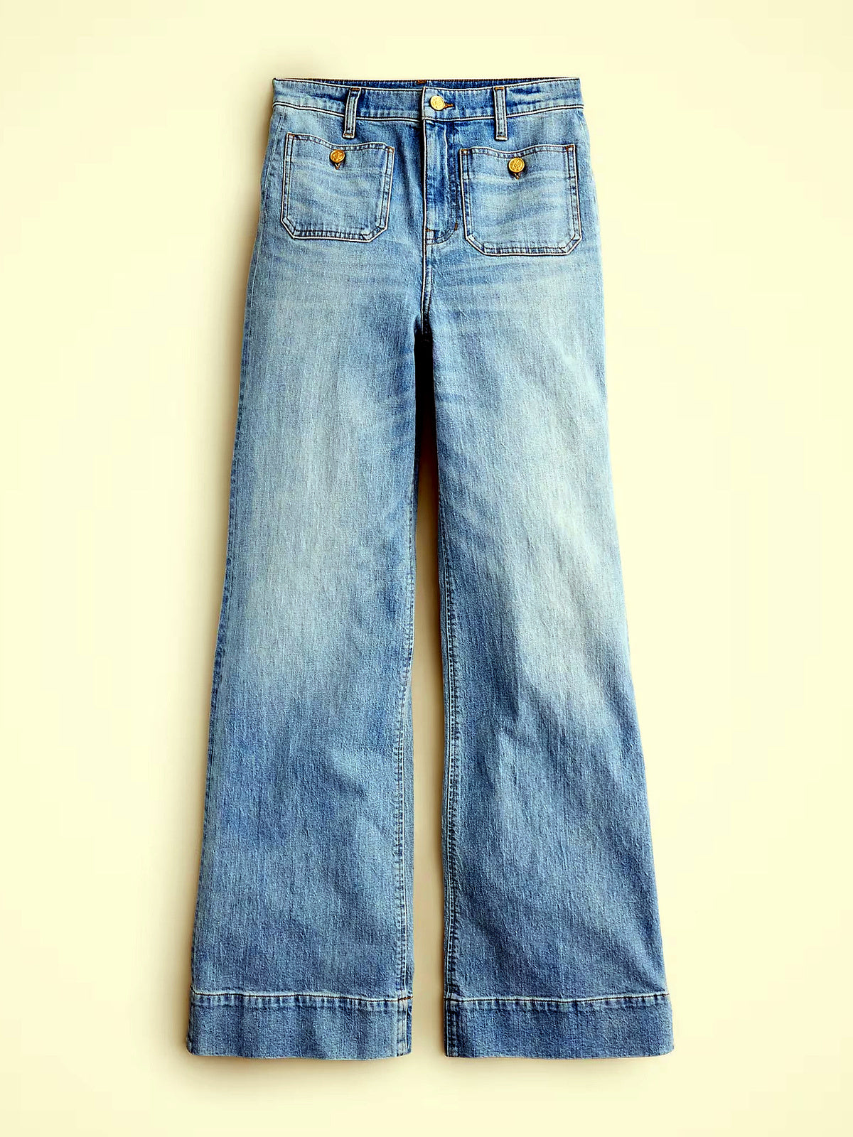 Women's Denim High-Waist Wide-Leg Washed Straight-Leg Flared Relaxed-Fit Jeans - product detail view 3