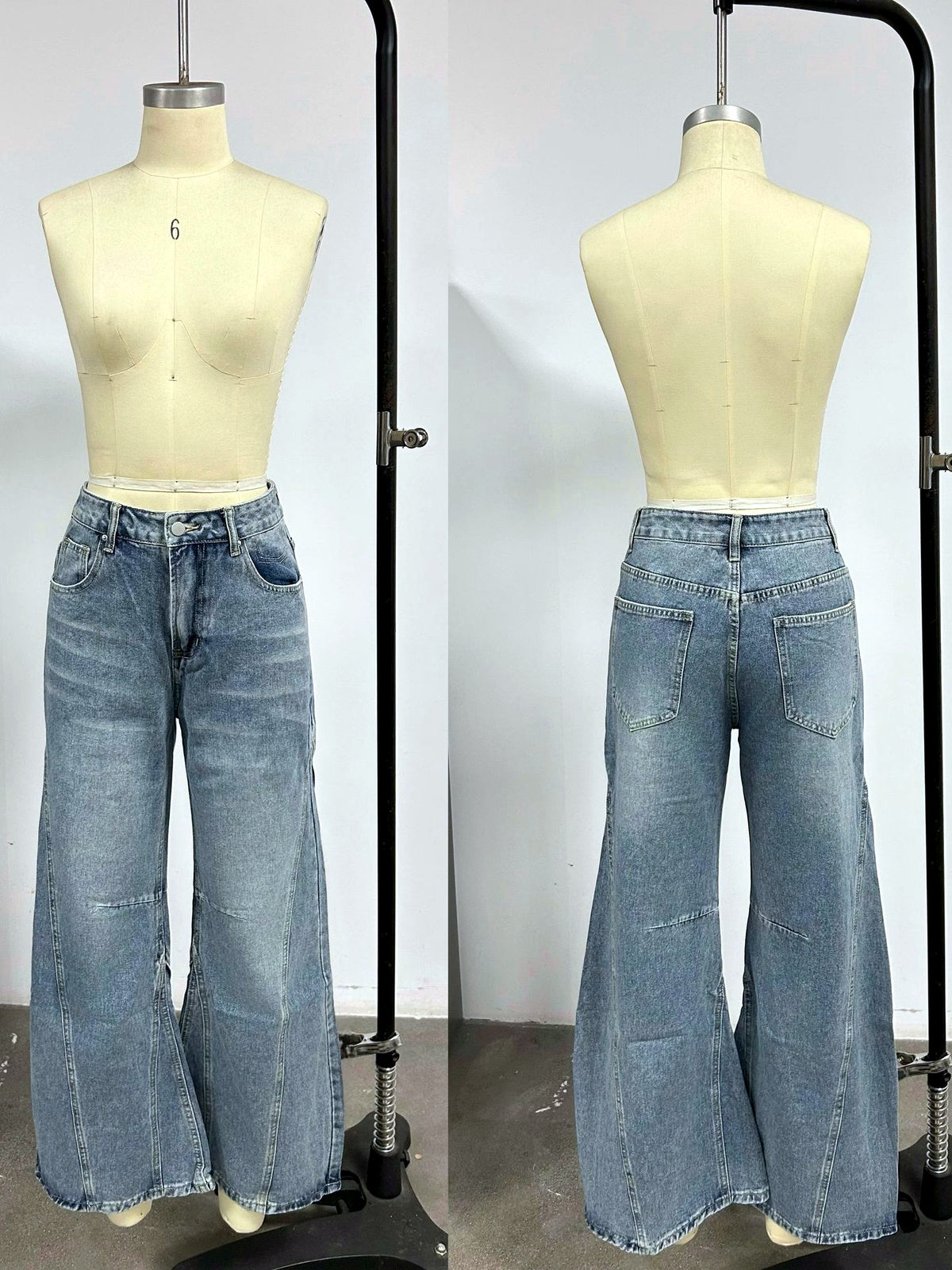 Women's Denim High-Waist Wide-Leg Vintage-Inspired Washed Straight-Leg Relaxed-Fit Jeans - product detail view 3