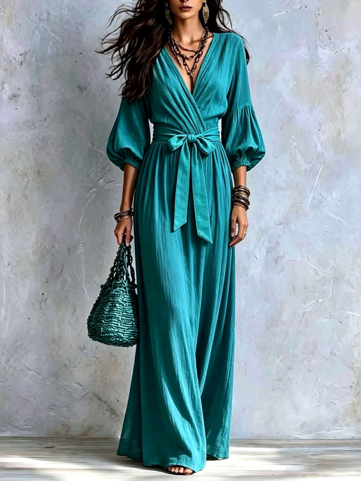 Women's Longline High-Waist Wide-Leg Pants in Peacock Green - product view