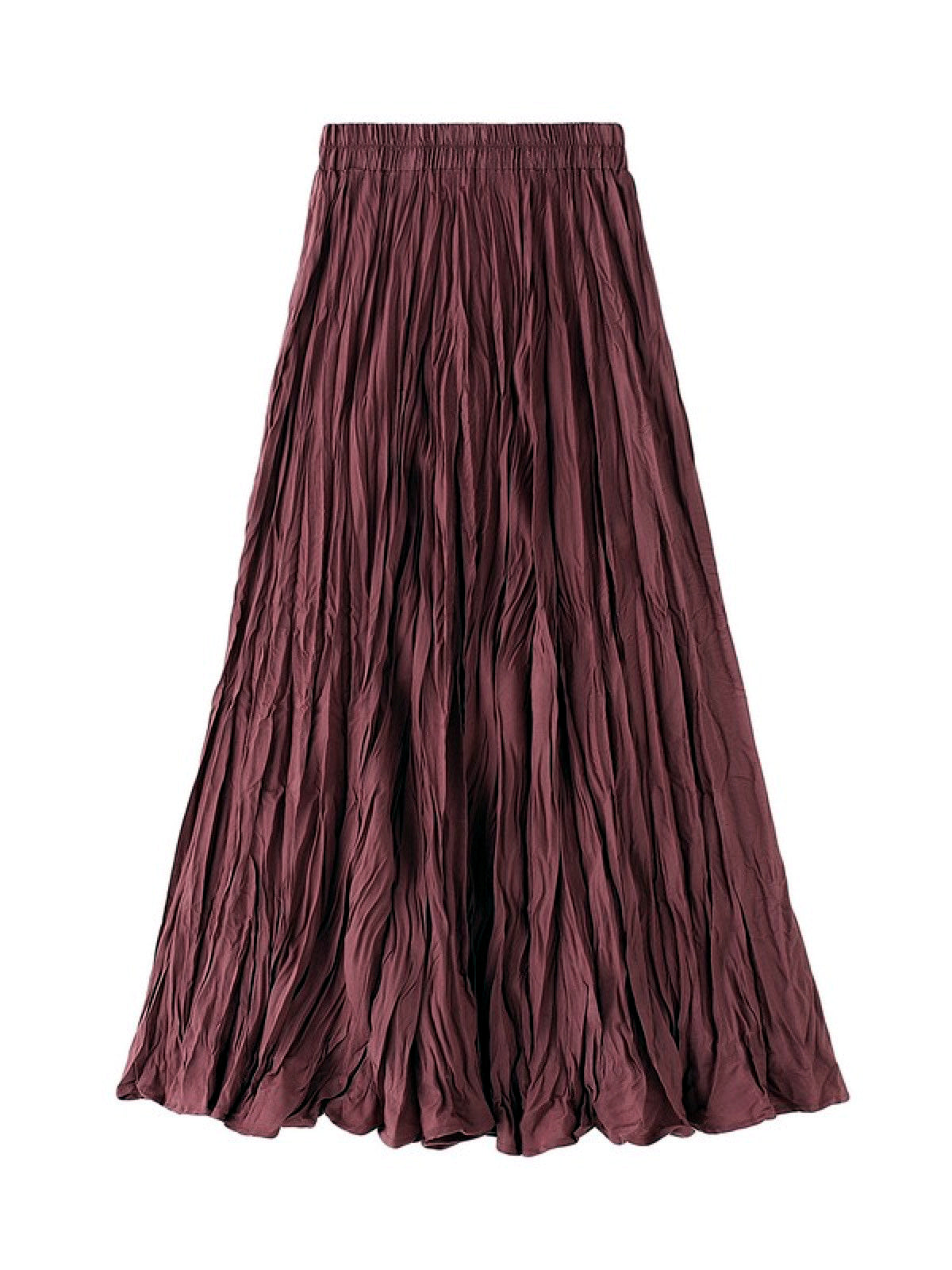 Women's Patchwork Stretch Midi Mid-Length Ruched Skirt in Burgundy - product view
