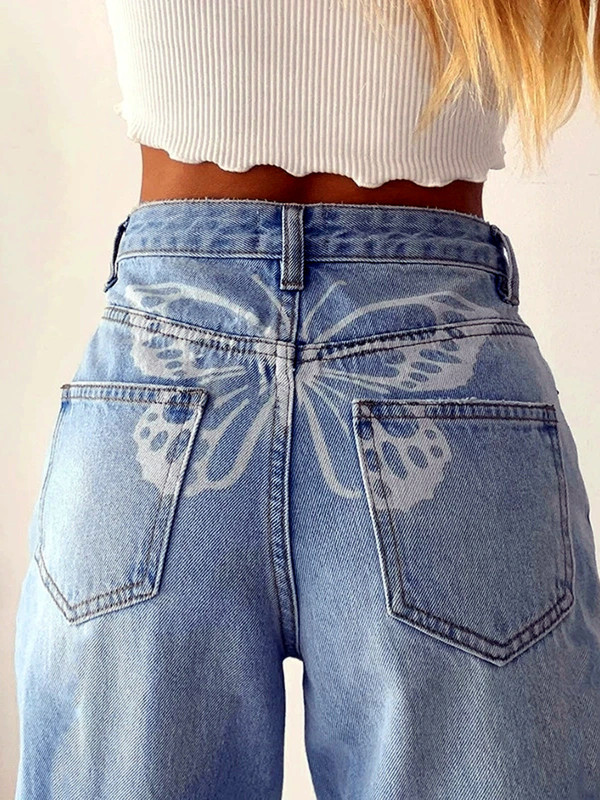 Women's Denim High-Waist Wide-Leg Straight-Leg Relaxed-Fit Jeans - product detail view 5