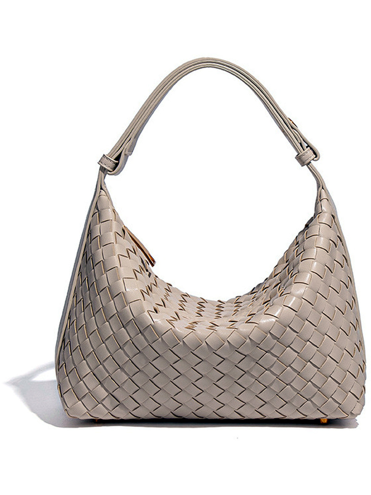 PU Woven Zip-Top East-West Shoulder Bag in B1795# - product view