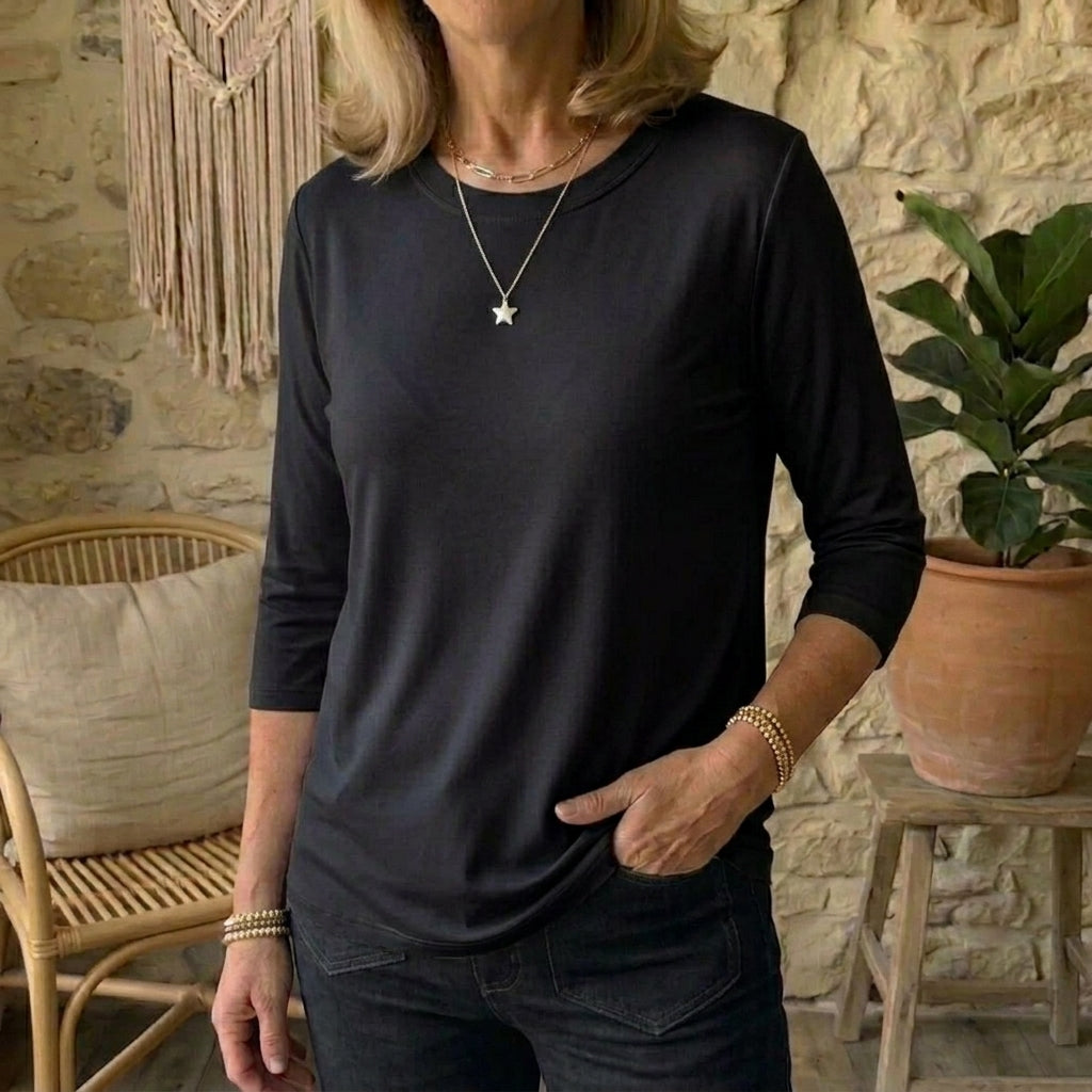Premium Modal 3/4 Sleeve Top - Lightweight Comfy Tee in Plus Sizes