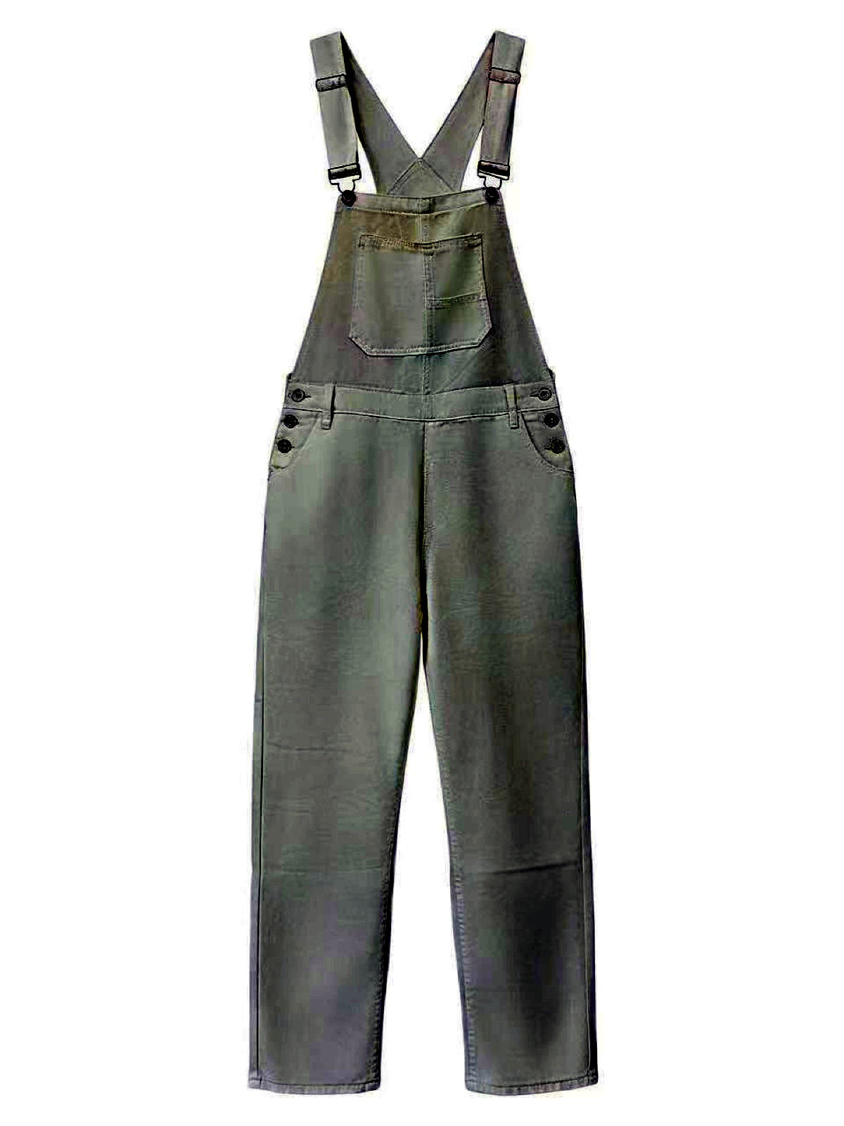 Women's Relaxed-Fit Washed Denim Bib Overalls with Utility Pocket - product detail view 9