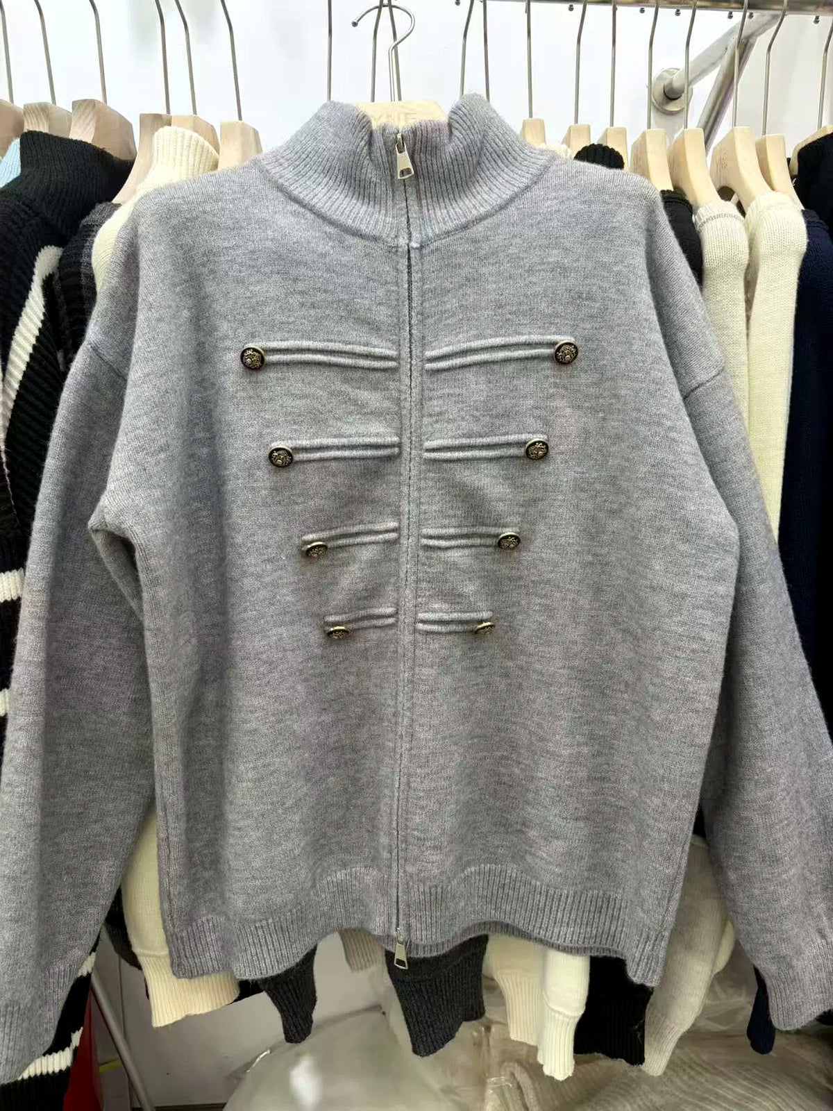 Women's Knit Stand-Collar Zip-Front Cardigan - product detail view 3