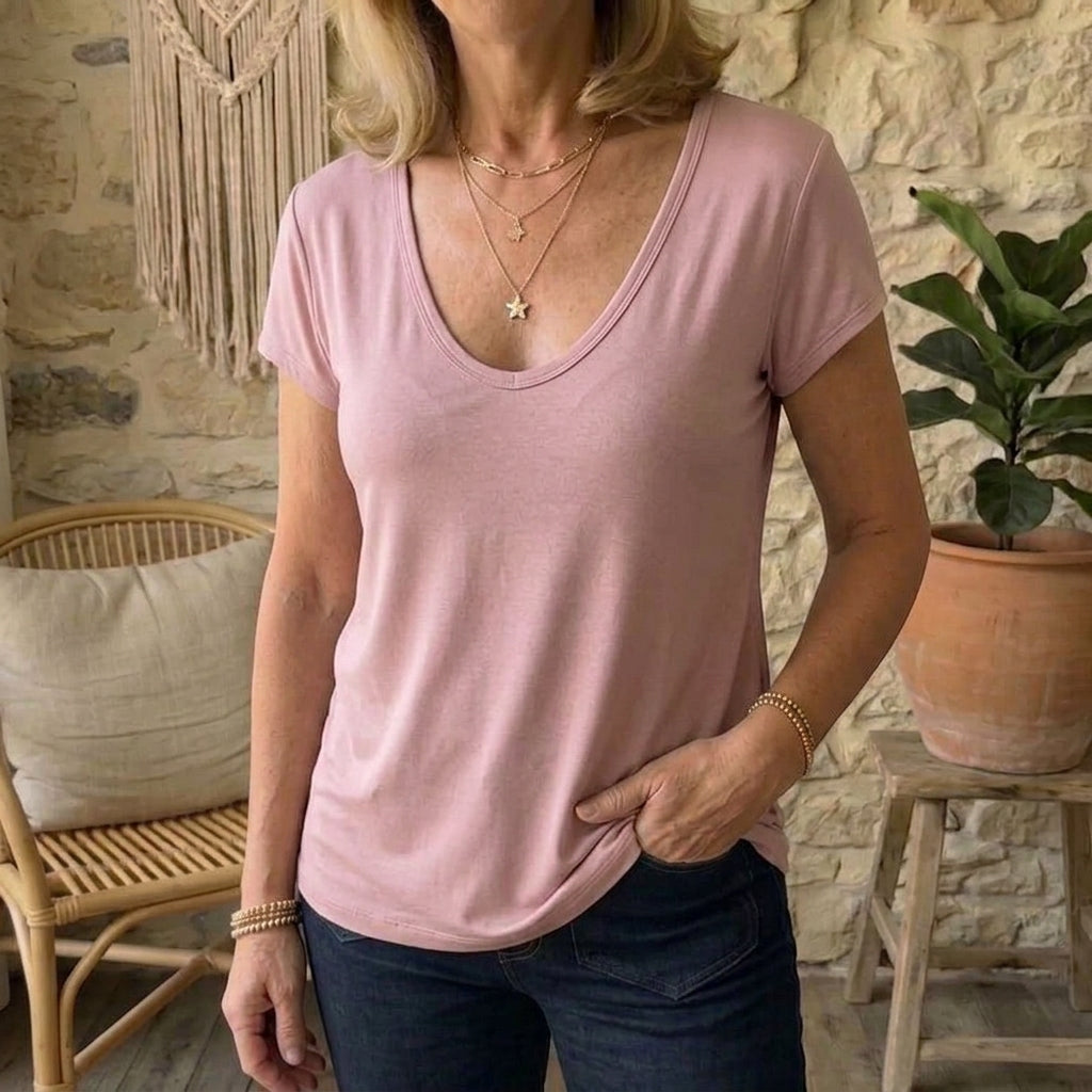 Super Soft Modal Scoop Neck Top | Lightweight Breathable Summer Basclayer Tee