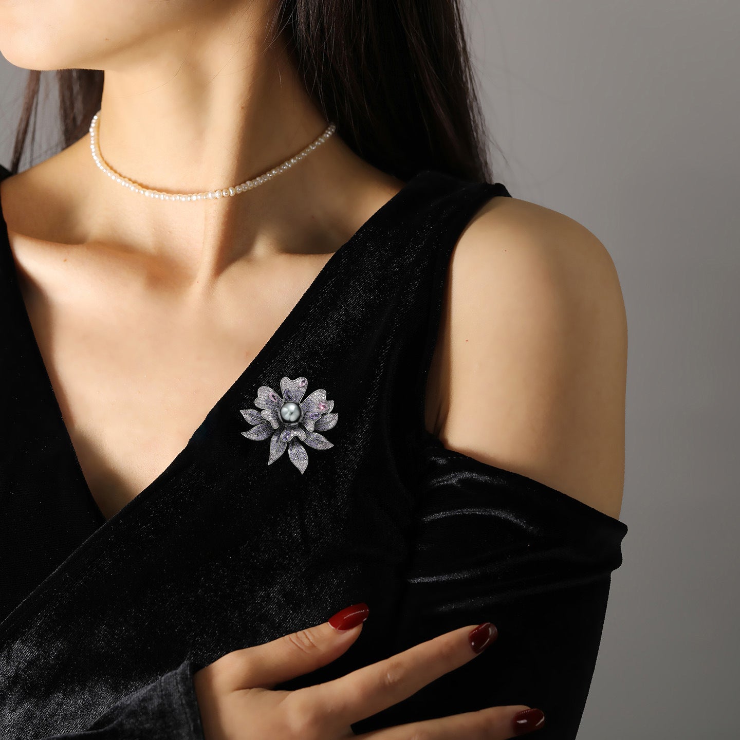 vintage flower brooches gradient zircon pearls pendant