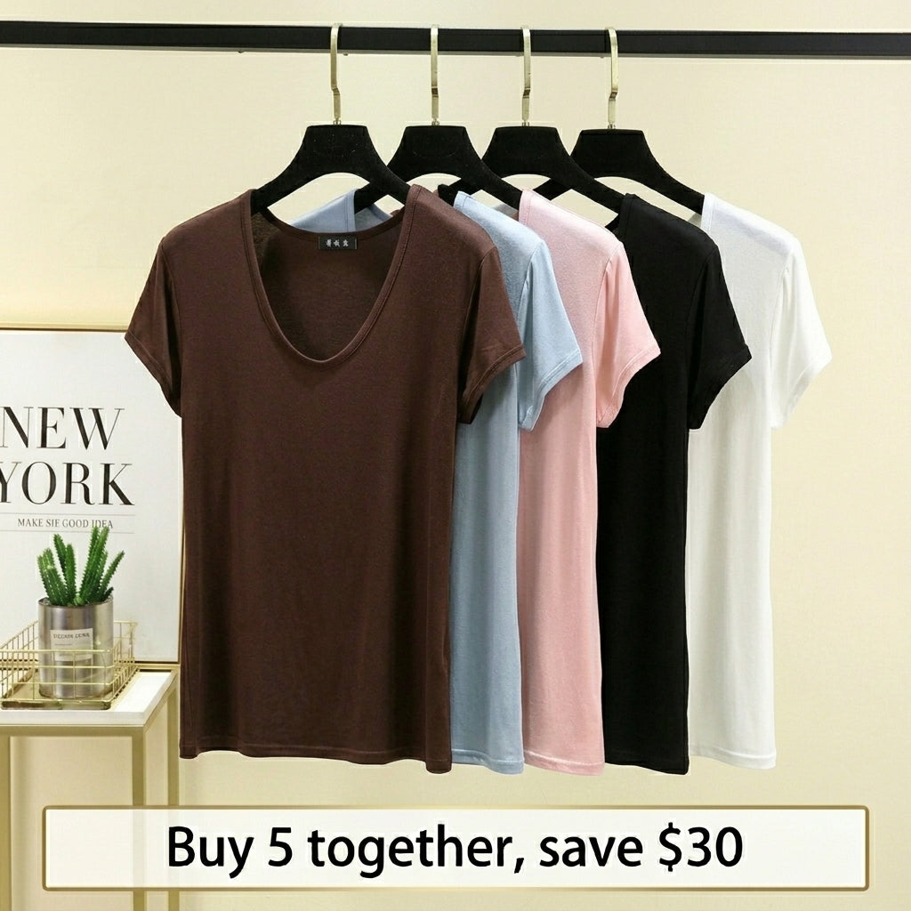 Super Soft Modal Scoop Neck Top | Lightweight Breathable Summer Basclayer Tee
