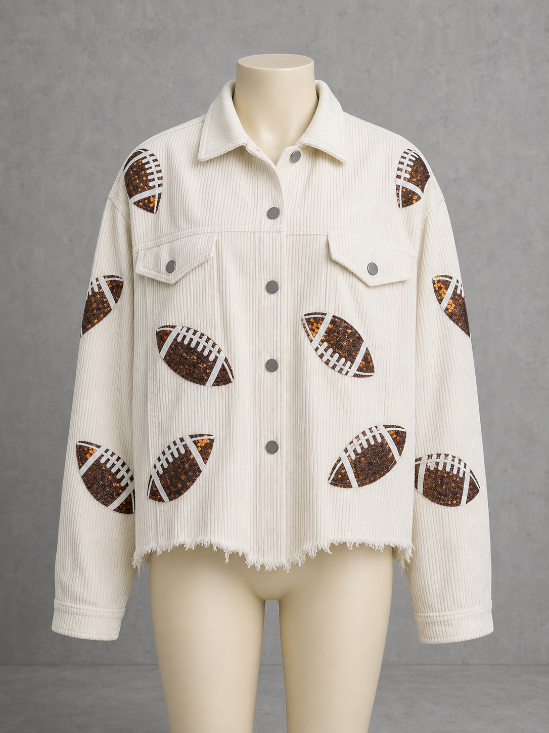 Corduroy Lapel Collar Long Sleeve Jacket for Everyday Smart-Casual Wear