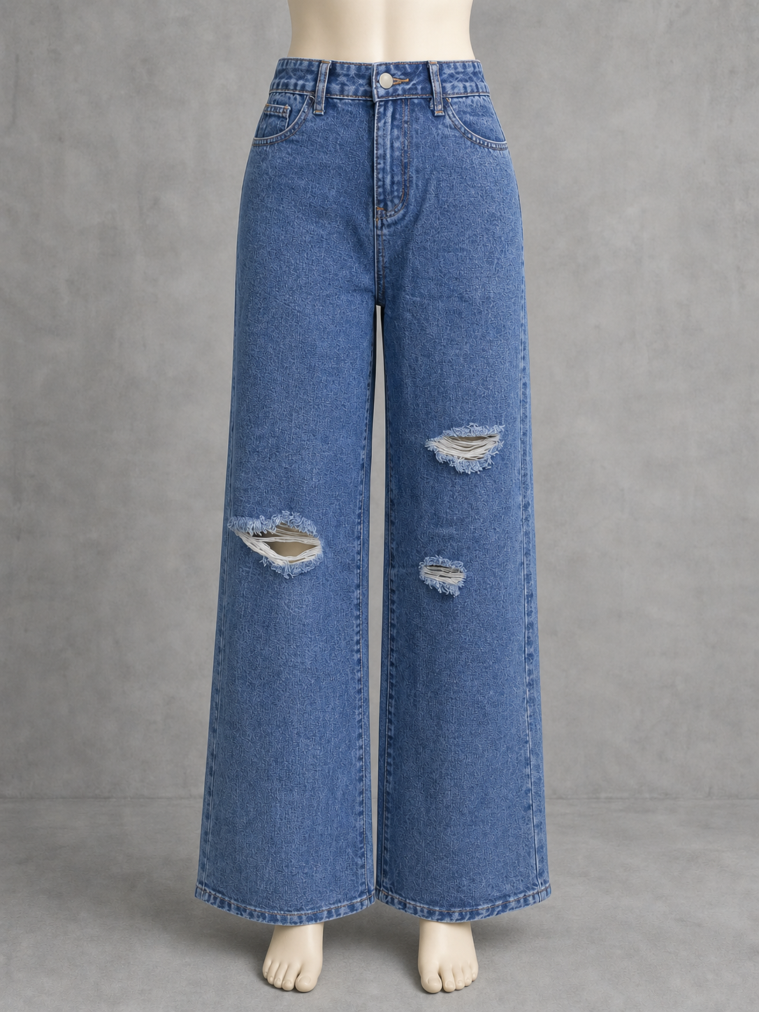 Women's Light Wash Wide Leg Jeans, Loose Full Length Denim Pants in Multiple Colors