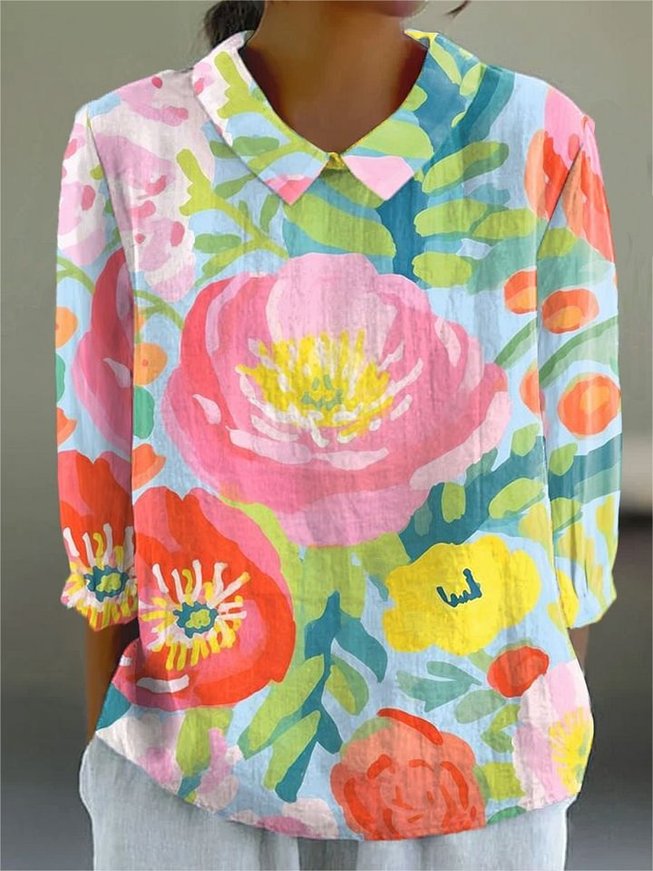 Robe imprimée fleurs aquarelles pour femme
