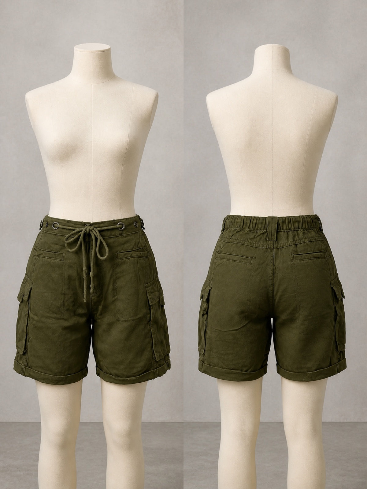 Women's Washed Denim Relaxed-Fit High-Waist Straight-Leg Office Shorts