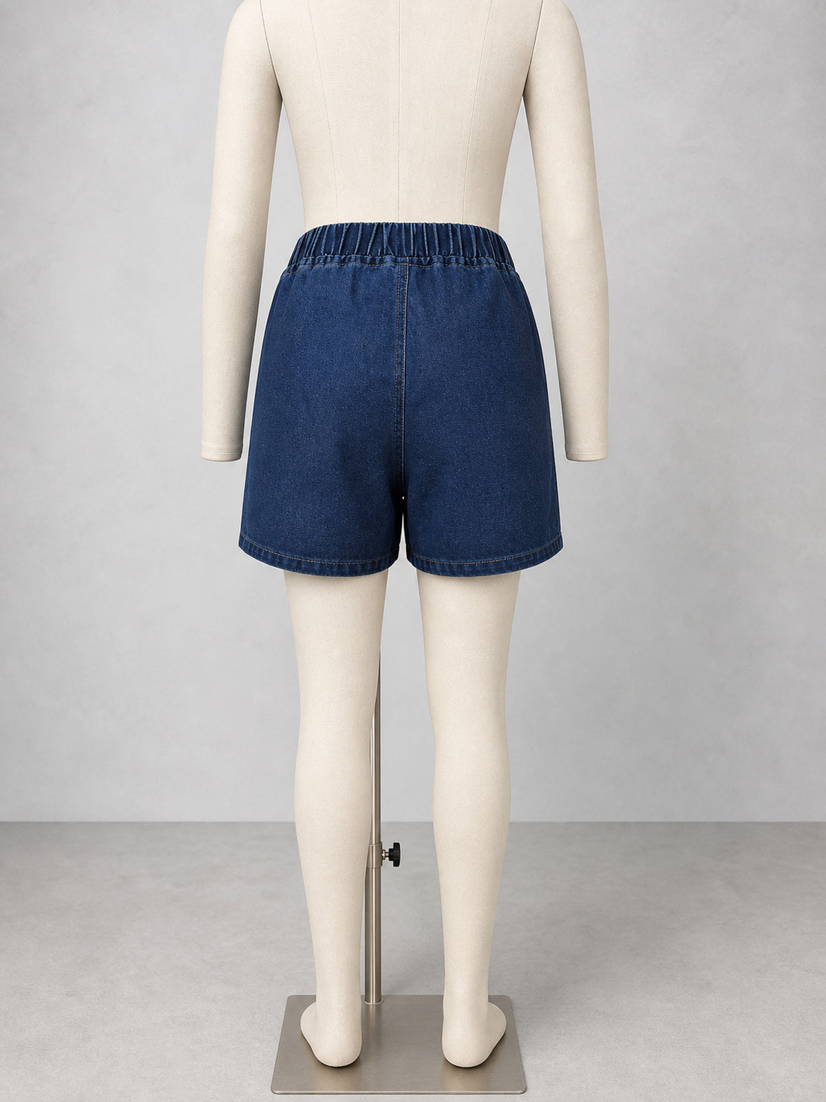 Women’s Elastic Waist Washed Denim Bermuda Shorts Loose Fit Summer Casual Jean Shorts with Pockets