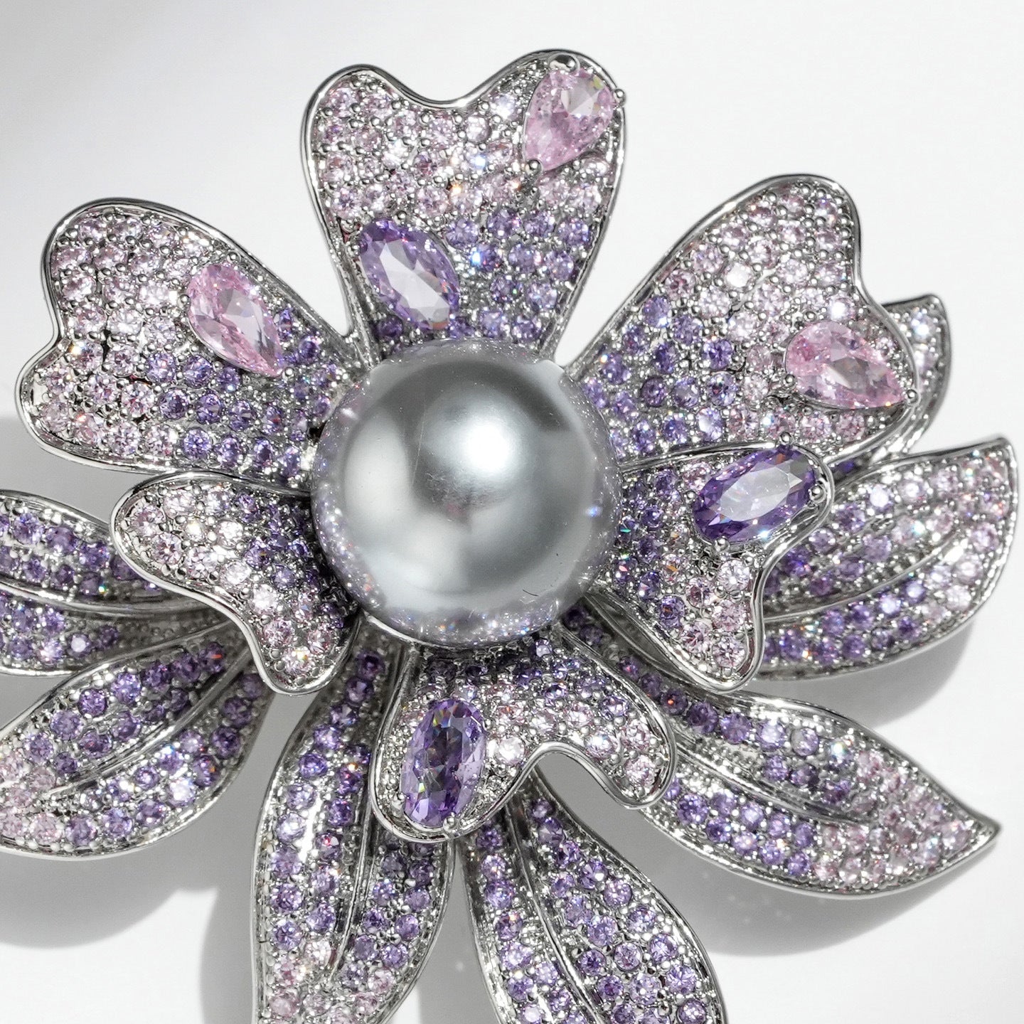 vintage flower brooches gradient zircon pearls pendant