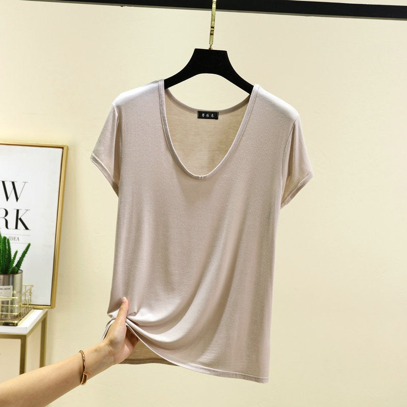 Haut modal ultra doux à encolure dégagée | T-shirt de base léger et respirant pour l'été