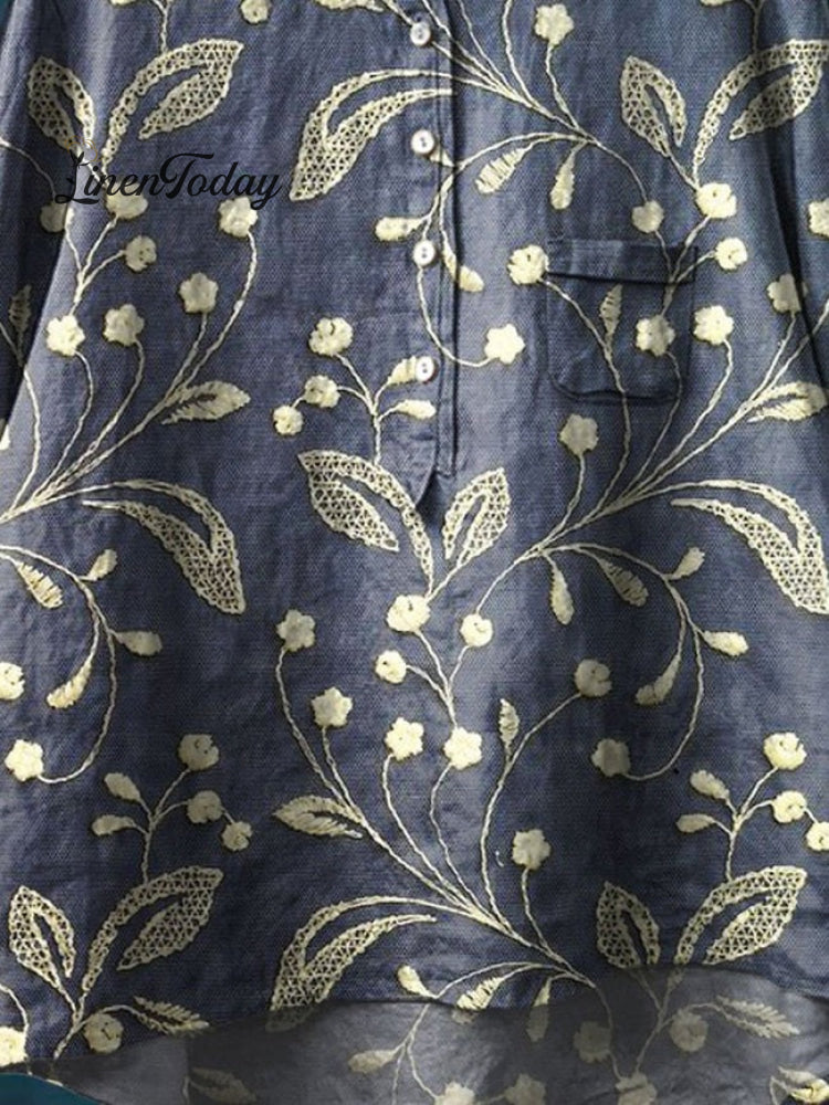 Robe en coton à imprimé floral vintage pour femme avec poches
