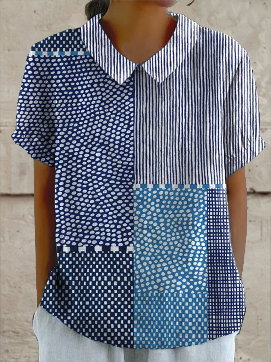 Robe imprimée à rayures et pois abstraits pour femme