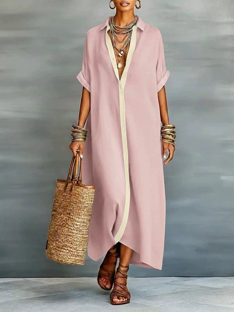 Boho Oversized Shirt Dress for Summer Elegance