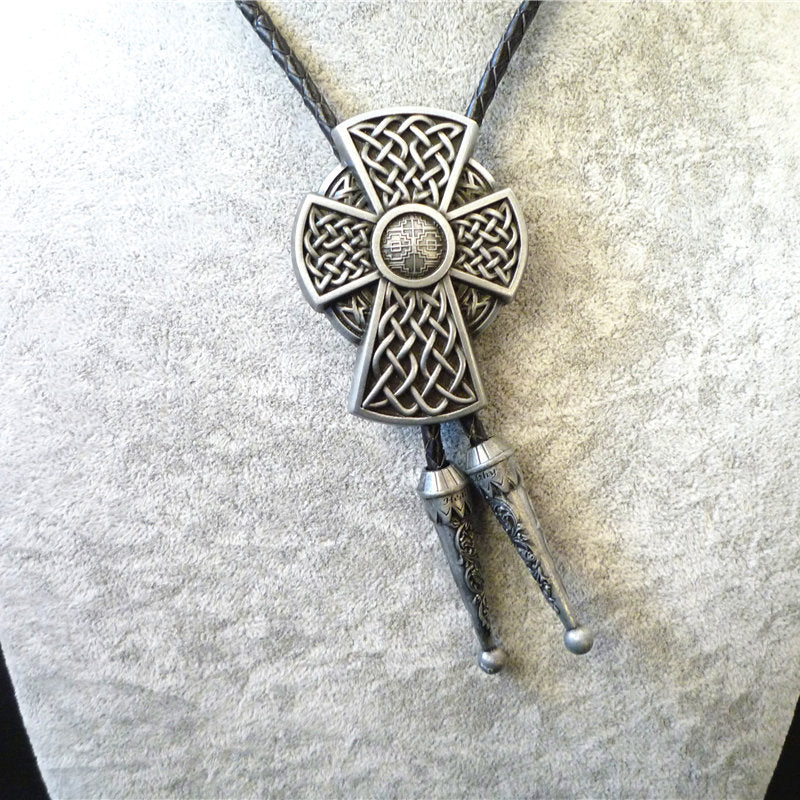 Medieval style vintage cross bolo tie for women and men