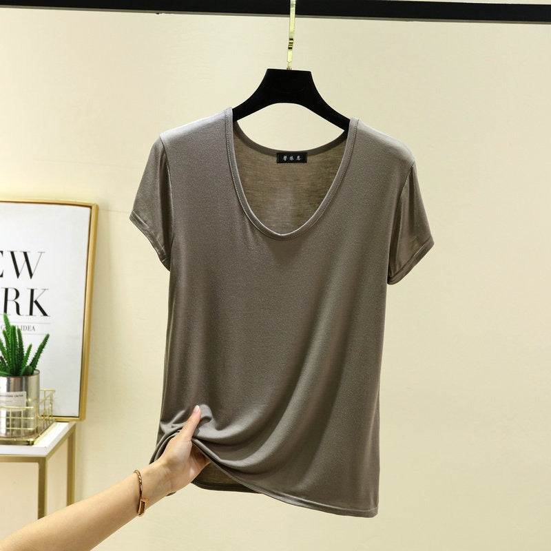 Haut modal ultra doux à encolure dégagée | T-shirt de base léger et respirant pour l'été