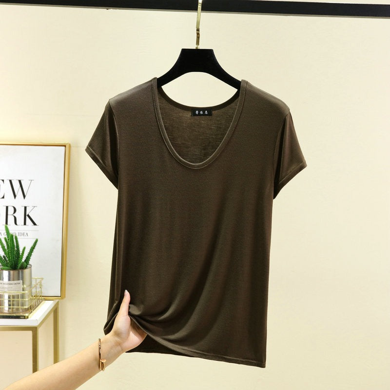 Haut modal ultra doux à encolure dégagée | T-shirt de base léger et respirant pour l'été