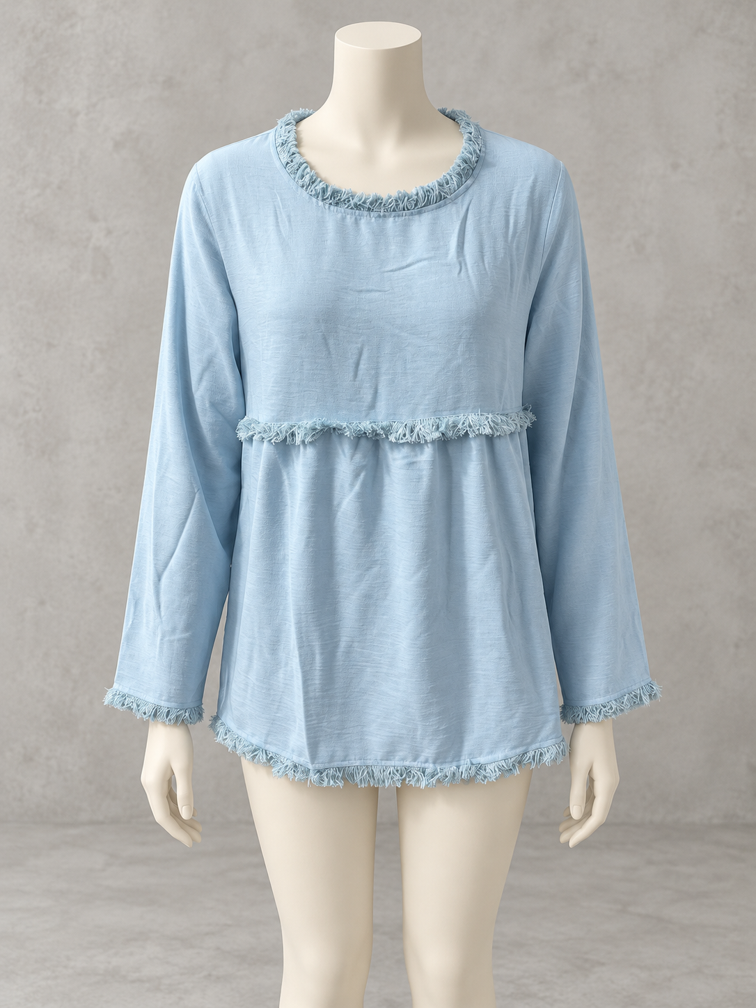 Crew-Neck Long-Sleeve Vintage-Inspired Shirt