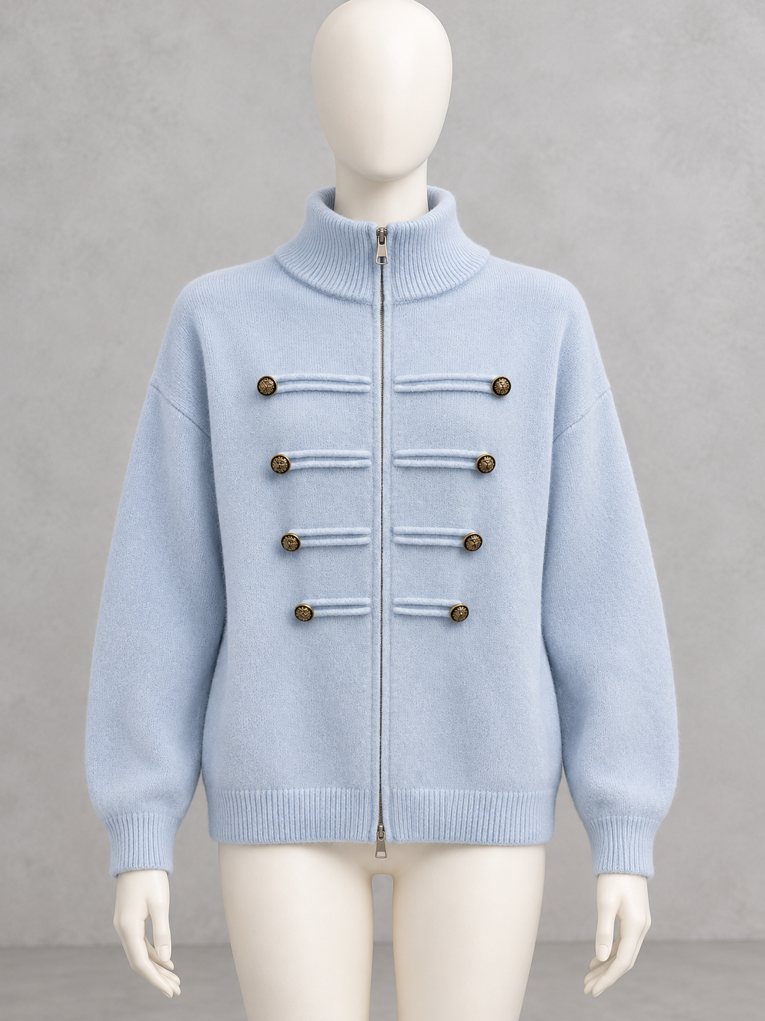 Women's Knit Stand-Collar Zip-Front Cardigan