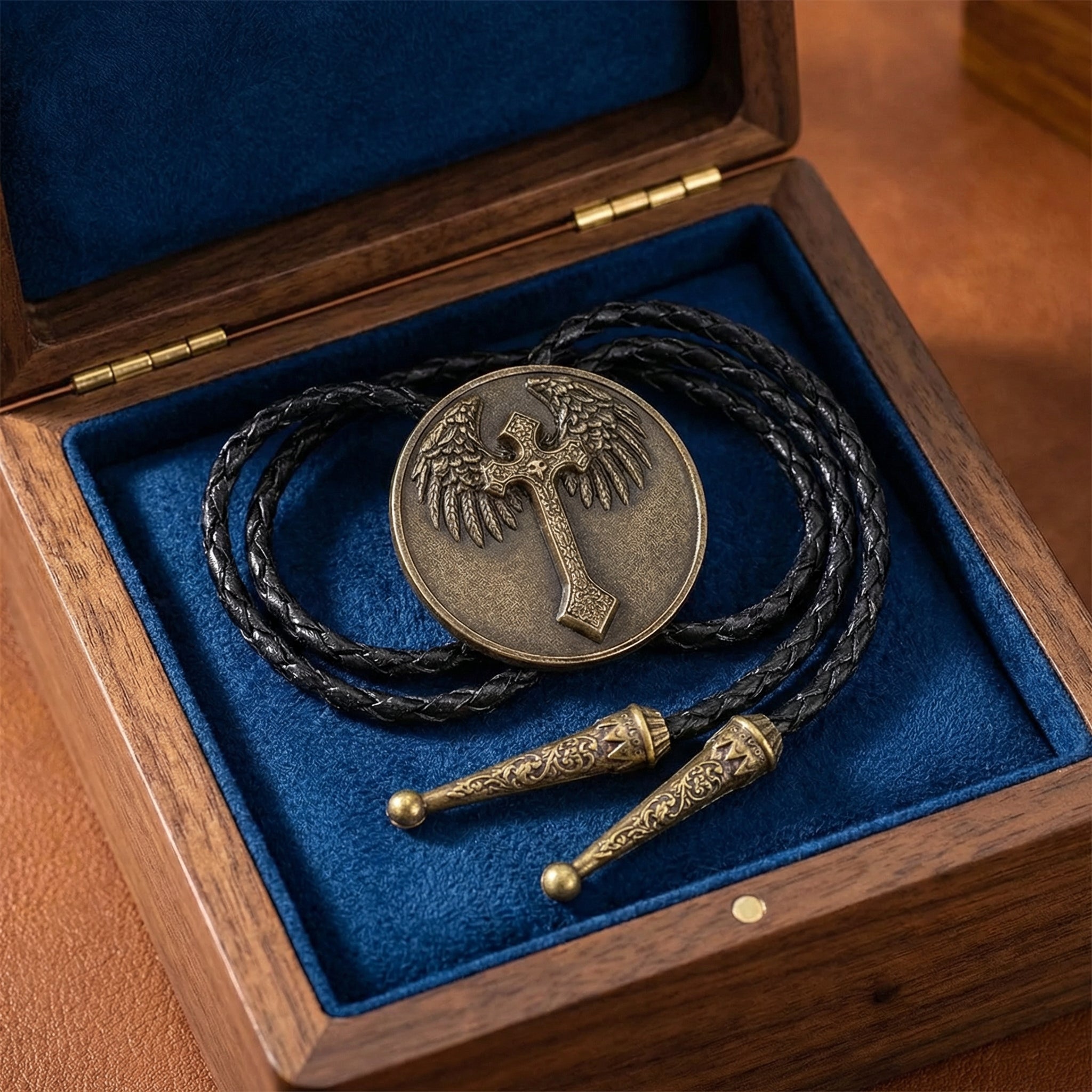 Angel wings, cross, western bolo tie, cowboy necktie