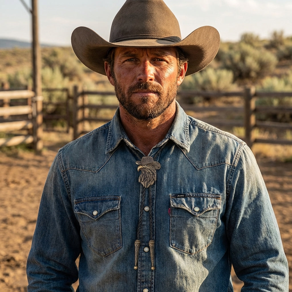 American Bald EaglesCopper Bolo Tie, Western Cowboy Necktie