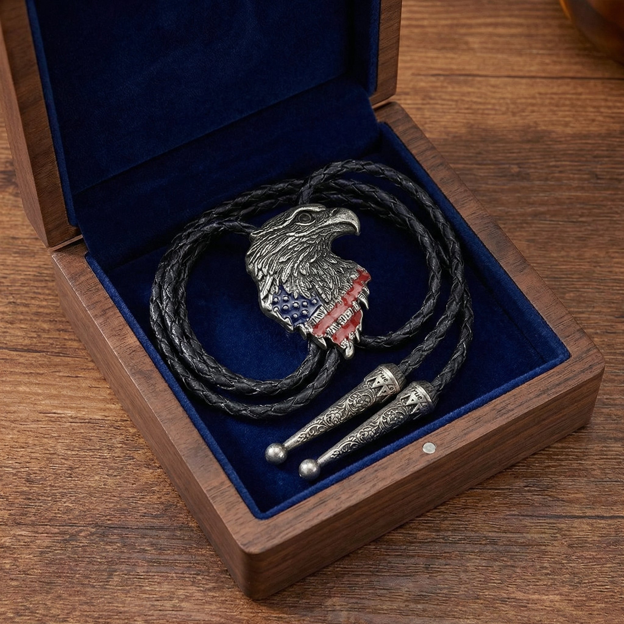 Western Cowboy Necktie American Bald EaglesCopper Bolo Tie
