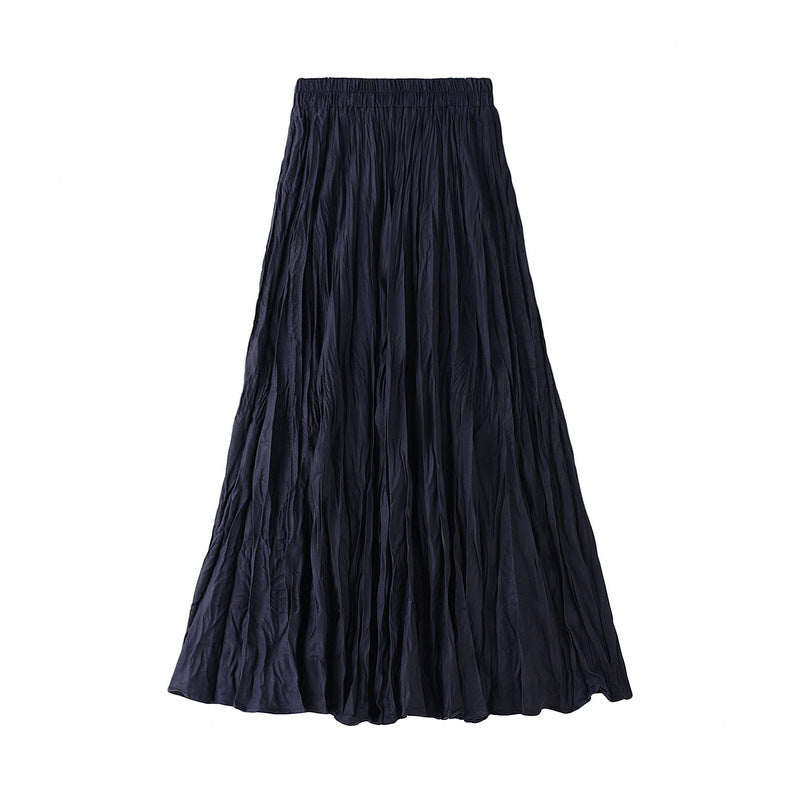 Women's Patchwork Stretch Midi Mid-Length Ruched Skirt