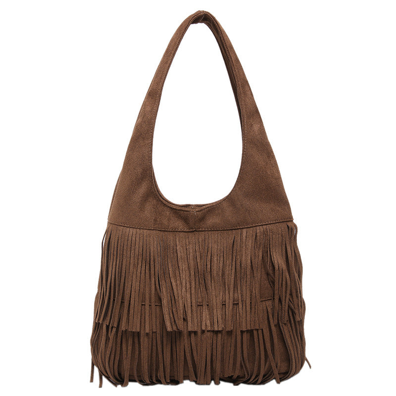 Bohemian Faux Suede Fringe Hobo Bag - Vintage Western Multi-Layer Tassel Large Capacity Shoulder Tote Purse