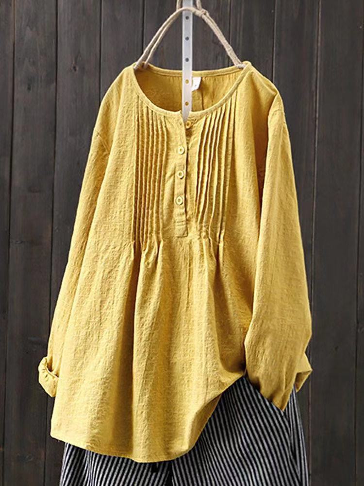 Women's Retro Cotton And Linen Casual Shirt