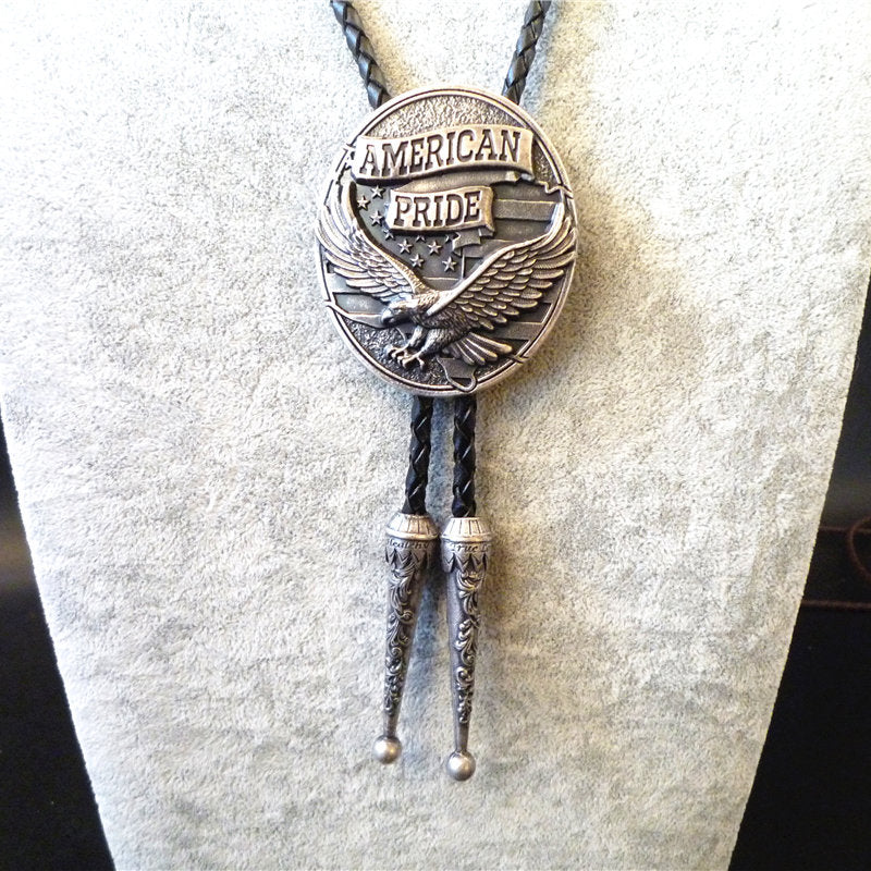 Vintage distressed “American Pride” bolo tie, western cowboy neckties