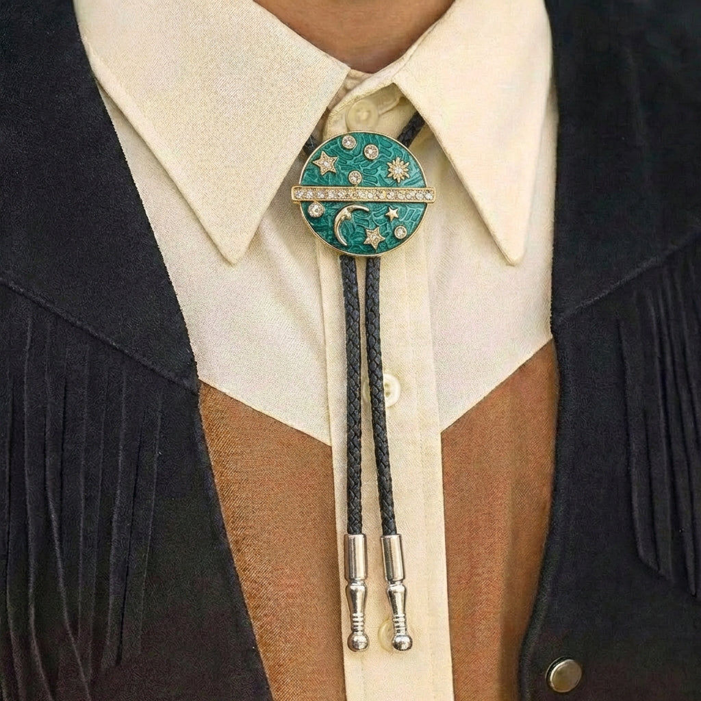 Renaissance Van Gogh's Starry Night, handmade enamel bolo tie, neckties