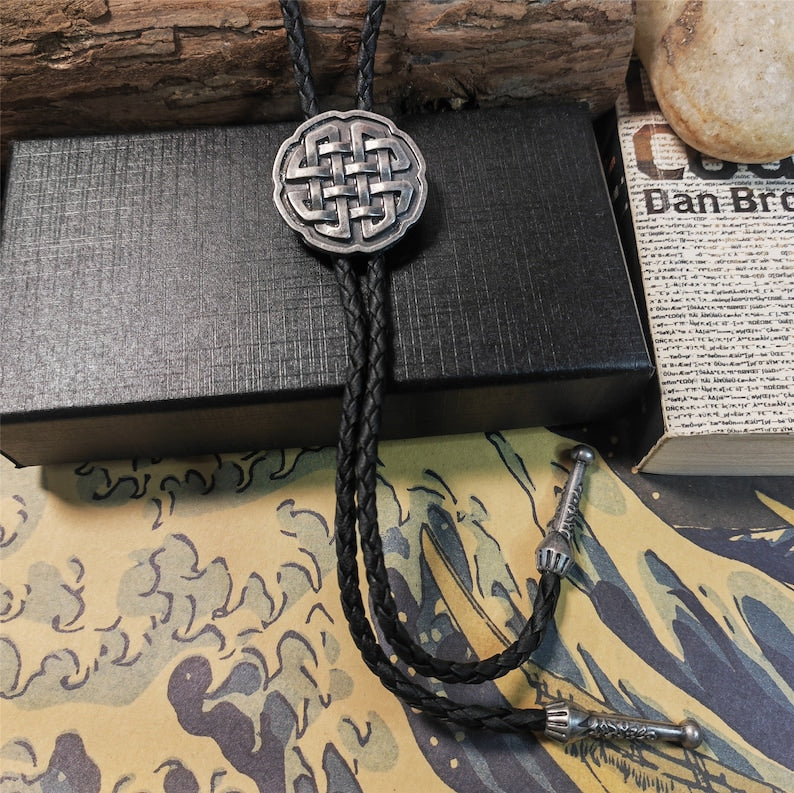 Celtic Knot Bolo Tie: Silver Copper Western Cowboy Necktie