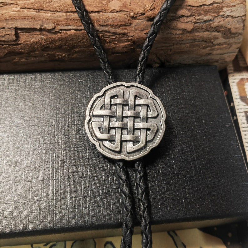 Celtic Knot Bolo Tie: Silver Copper Western Cowboy Necktie