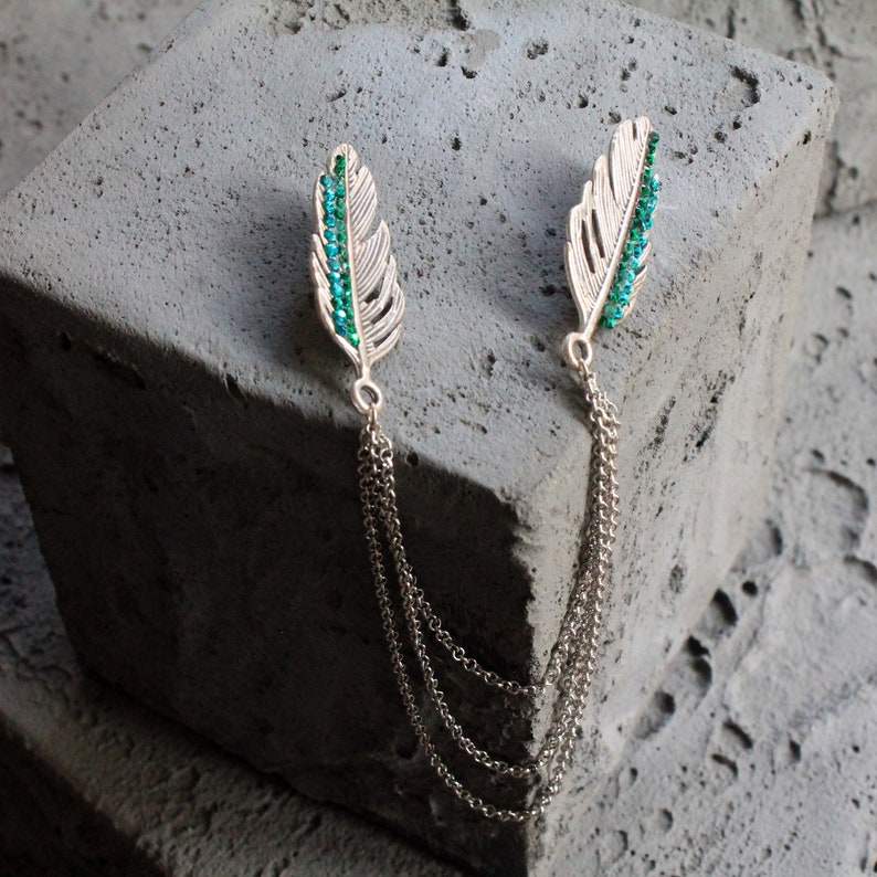 Chaîne de Col de Chemise Plume Argent / Or, Clip de Col, Broche de Col Aigrette, Pin's de Revers