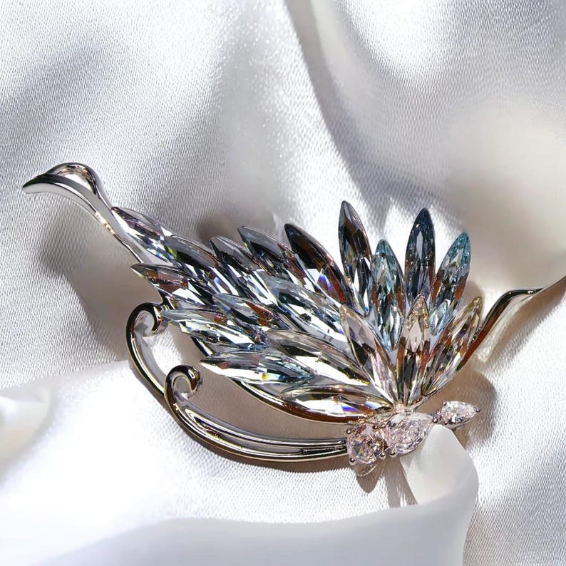 Blue Crystal Butterfly Brooch: Austrian Crystal Statement Piece