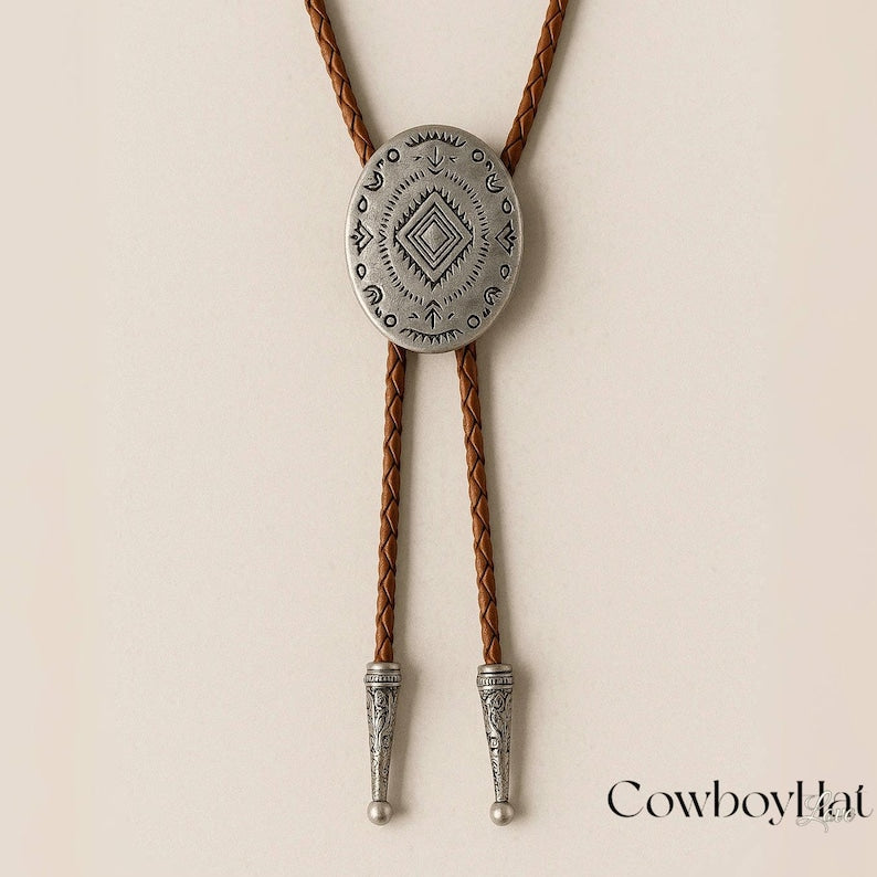 Vintage Horse Rider Cowboy Bolo Tie Western Rodeo Necktie for Men Leather Cord Necklace Accessories Men's Necklace Gift for Dad Gift for Him