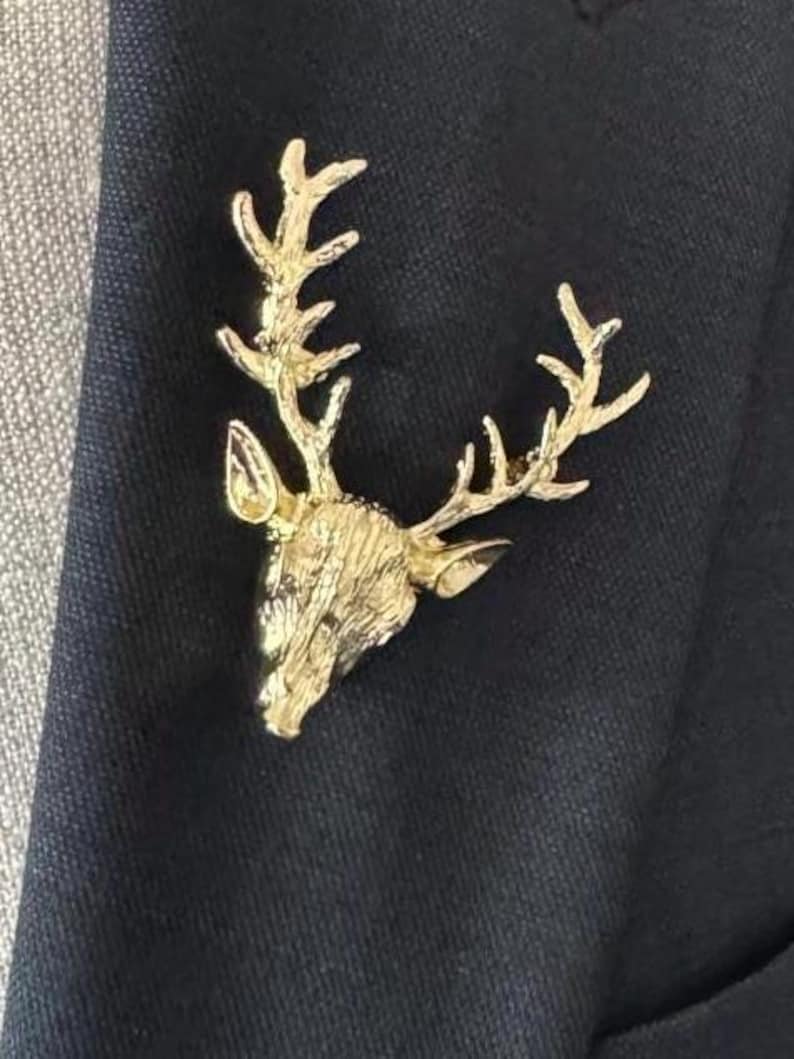 Broche tête de cerf pour hommes, épinglette renne, boutonnière de mariage pour garçons d'honneur, accessoires de revers de costume, broche de revers pour hommes, cadeau pour lui homme papa