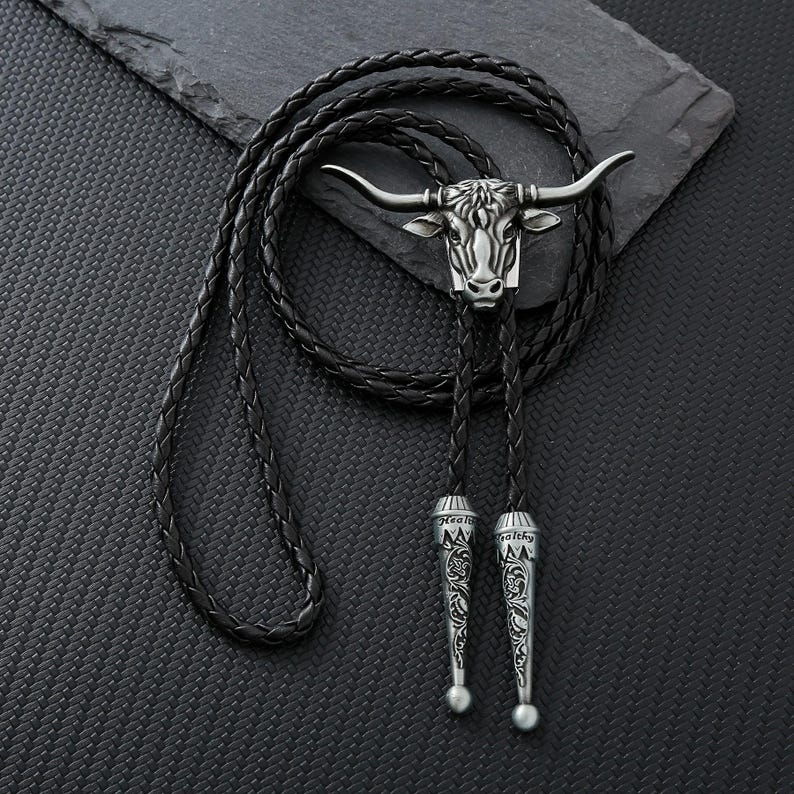 Vintage Silver Bullhead Bolo Tie, Cowboy Bolo Tie, Western Bolo Tie, Western Cowboy Bolo Tie for Men, Gift for Him, Anniversary Gifts