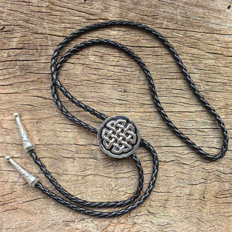 Celtic Knot Bolo Tie: Silver Copper Western Cowboy Necktie